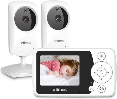 VTimes Baby Monitor with 2 Cameras, 2.4" LCD Screen Video Baby Monitor No