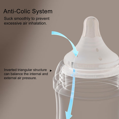 0 Nipples(3Oz, 2 Packs) Glass Nurturing Baby Bottles Gentle & Extra Slow Flow, Newborn Breastfeeding Bottle with Anti