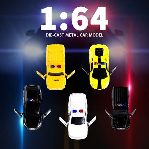 Die Cast Metal Little Toy Cars Set of 5, Openable Doors Pull Back Car Gift Pack for Kids