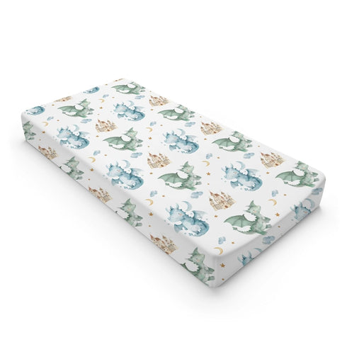 KuphiL10C Girls-16x32 Cute Watercolor Dragon Castle Pattern Baby Changing Pad Cover, Unisex Dragon Moon Star Cloud
