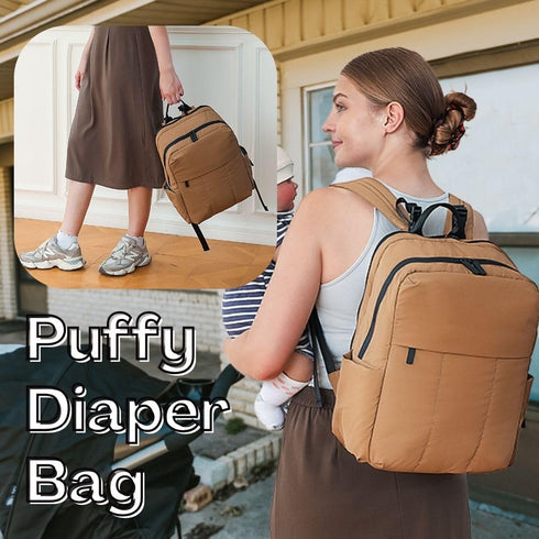 Backpack 15 MOMINSIDE Diaper Bag - Large Puffer Diaper Bag - Neoprene Diaper Bag Quilted Baby Bag, Large Changing Pad