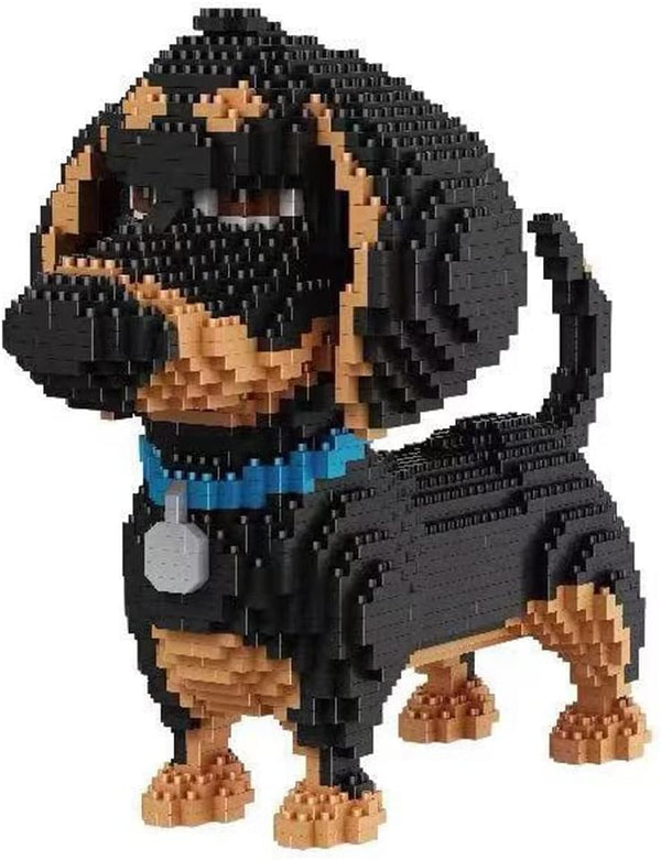 Mini Dog Building Blocks Pet Toy Bricks - Micro Mini 3D Puzzle Building Blocks Set for Kids or Adults (Black Dog