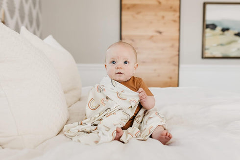 Copper Pearl Large Knit Baby Swaddle Blanket in Kona