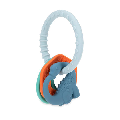 Nuby Chewy Charms Teething Ring - Soft Baby Teething Toy for 3+ Months - Dino Design