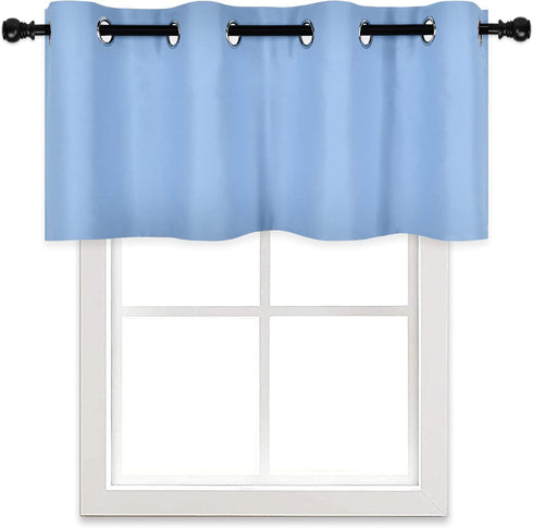 DECOVSUN Sky Blue Valances for Windows, 52X18 Inches Blackout Thermal Insulated Valance with Grommet Top (1 Panel)