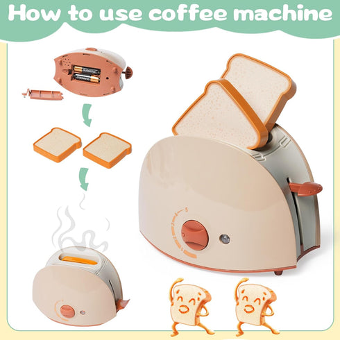 Set 3+ Kitchen Appliances Toy for Kids Kitchen Pretend Play Toy Play Kitchen with Coffee Maker Blender Espresso Machine