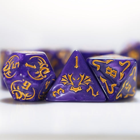 7-Die RPG Polyhedral Dice Set for Dungeon and Dragons D&D MTG, D20 D12 D10 D8 D6 D4 D% (Purple)