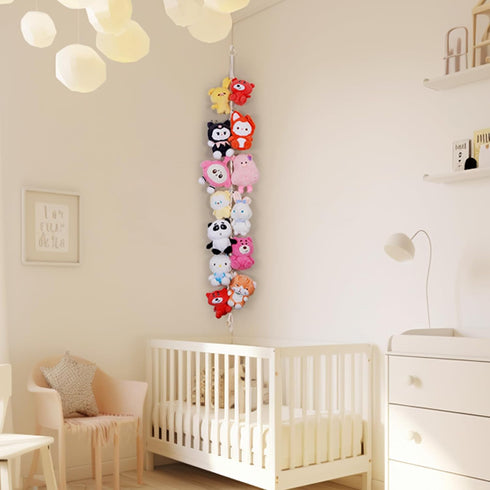 Poefditev 20 Stuffed Animal Storage Chain Boho Room Decor, Hanging Stuffed Animal Holder with Metal Clips, Macrame