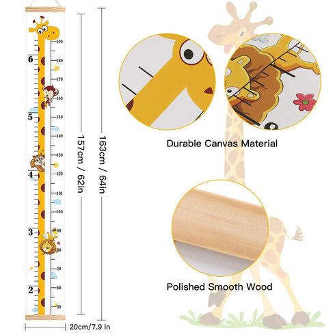 Baby Height Growth Chart, Canvas for Kids, Wood Growth Chart for Nursery Decor, Hangable and Waterproof