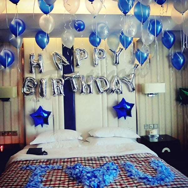 iPartycool 50Pcs Happy Birthday Balloon Decorations, 3D Reusable Aluminum Foil Banner and Balloons Set