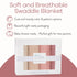 Set Soft Mauve Muslin Burp Cloths & Swaddle Blankets