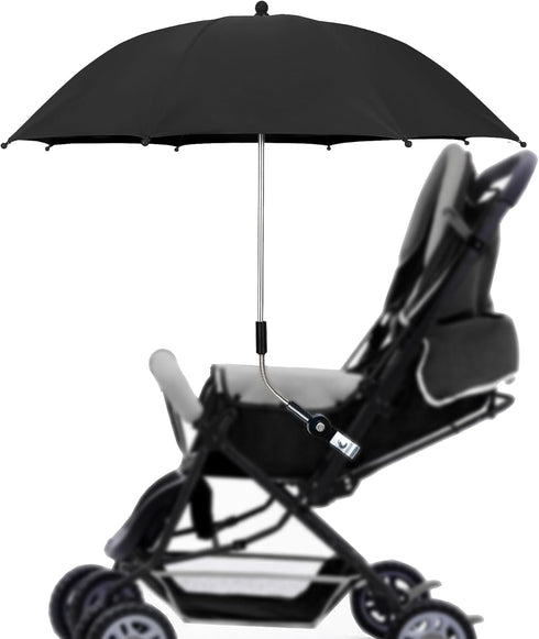 STARRY CITY 50+ Baby Pram Umbrella with Adjustable Universal Clamp,Children Buggy Sun-Proof Parasol with Clip On UPF