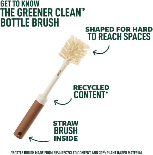 Set 2 Scotch-Brite Greener Clean Bottle & Straw Brush with Replaceable Bottle Brush Heads