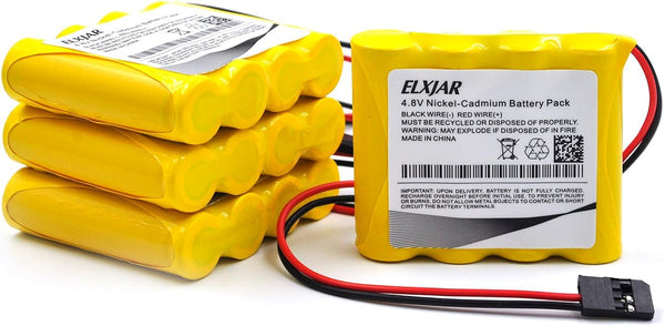 (4-Pack) Receiver RX Battery with Hitec Connectors, 4.8V 1000mAh NI-CD Rechargeable Battery Pack for RC Aircrafts