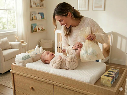 (Pack 2) BOS Odor-Sealing Dirty Diaper Trash Bags - Scent & Smell Free - Cream Yellow - Medium