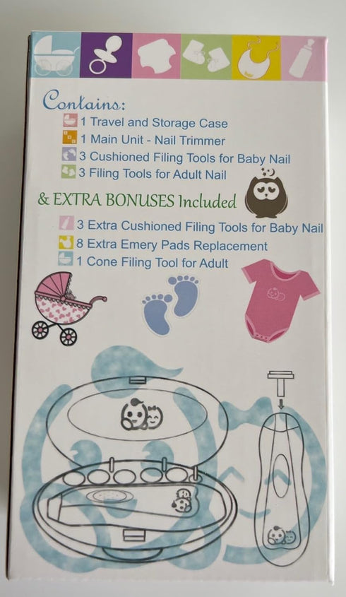 Rechargeable Baby Nail Trimmer Kit - 22 in 1 with LCD Display, 13 Extra Replacement Tools for Newborn Toddler Nail
