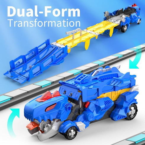 TIAONIAO 3 4 5 Dinosaur Storage Truck Toy Swallowing Metal Car Transform into Stomping with Eject Cars Race Track