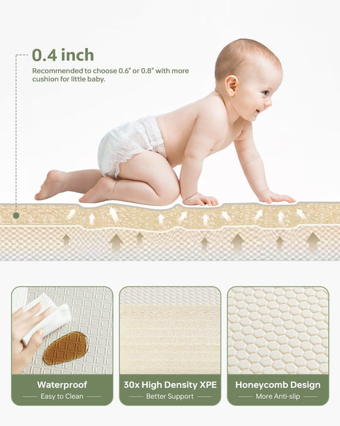 50"*78" BG-BABYGO Baby Play Mat Foldable Foam Baby Play Mat for Floor Reversible Waterproof Playmats for Babies Boy