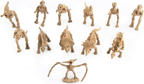 24pcs Dinosaur Fossil Skeletons, 3.7 Inch Assorted Figures for Educational Science Play and Party Decorations