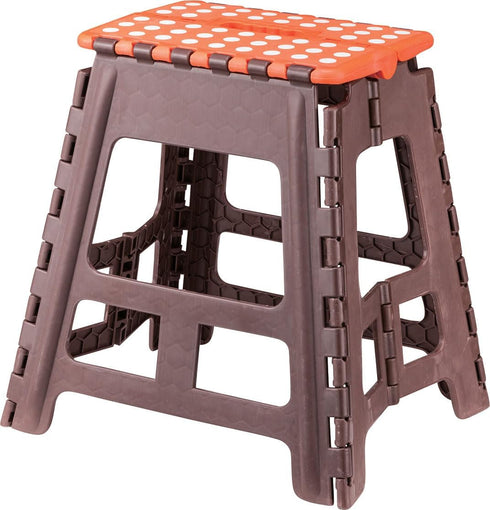 AZUMAYA Folding Step Stool, 15.4" Height, Brown and Orange, Model FKF-622OR