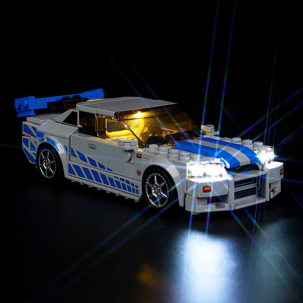 Kyglaring LED Lighting Kit for Lego 2 Fast 2 Furious Nissan Skyline GT-R (R34) 76917, Classic Version
