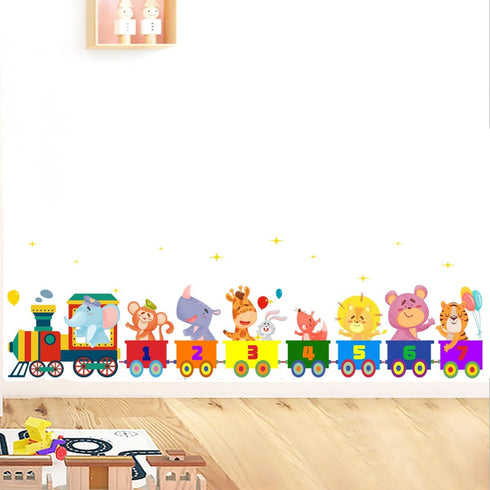 Animals Train Wall Stickers Kids,Nursery Daycare Playroom Wall Decals,Cute Wall Decors for