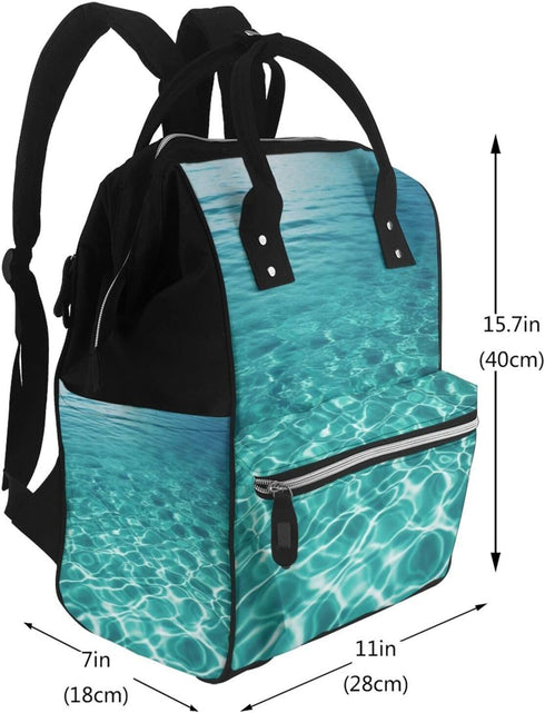 FHEDVBN Backpack Mummy Backpacks Daypack Blue Aqua Pool Water Diaper Bag for Women Multifunction Waterproof for Mom