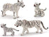 Gemini&Genius Realistic White Tiger Family Set with Cub, Safari Animal Figurines, Educational Playset for Kids