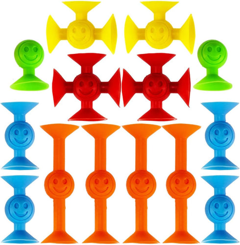 JA-RU Such Fun Mini Suction Stackers, 14 Units per Pack, STEM Educational Learning Autism Sensory Toys