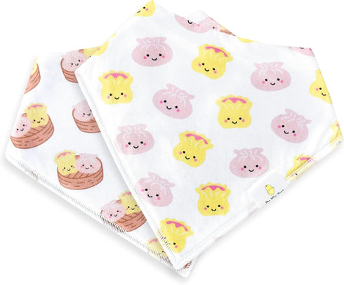 The Wee Bean 2pcs Set Organic Cotton Bandana Bibs, Baby Drool Bibs for Boys Girls Unisex, Teething