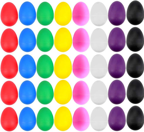 40 Pcs Plastic Egg Shakers Set - Colorful Percussion Musical Egg Maracas for Kids Music Learning & DIY Painting