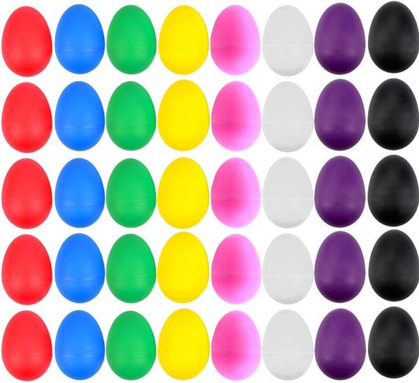 40 Pcs Plastic Egg Shakers Set - Colorful Percussion Musical Egg Maracas for Kids Music Learning & DIY Painting