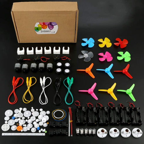 Sntieecr 6 Set 131 PCS DC Motors Kit, Mini Electric Motor 1.5-3V 15000RPM with Plastic Gears for Kid DIY STEM Project