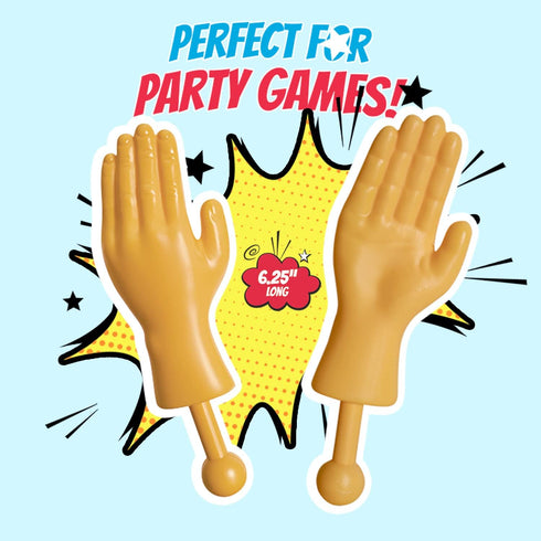 wunderlin Tiny Hands on Sticks - Mini Finger Hands 6.25 Inch Long, Funny White Elephant Gifts, Prank Kit