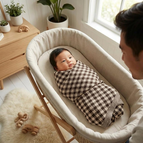 100% Checkered Baby Blanket for Baby Boys & Girls - Soft Fine Cotton Quilt Receiving Swaddle Stroller Nursery Bed
