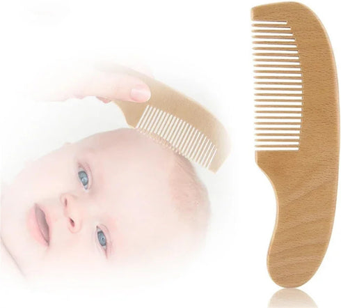 POLICK 3 Newborn Baby Wooden Brush Baby Natural Wool Comb Newborn Hair Brush Infant Head Massager Portable Bath Brush