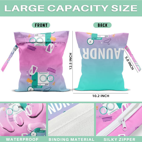 Wet Laundry Dry Bags for Diaper Waterproof Swimsuit Washable Reusable Bag for Beach Diapers Dirty Yoga Gym Clothes