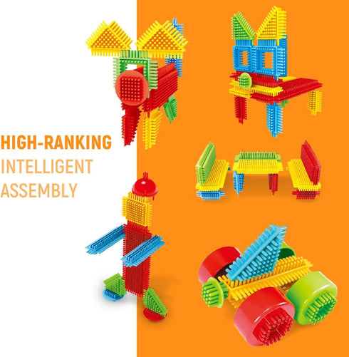 150pcs 3D Set 3-8 teytoy My First Baby Building Toys, Bristle Shape Building Blocks Toy for Kids Ages Years Old, STEM