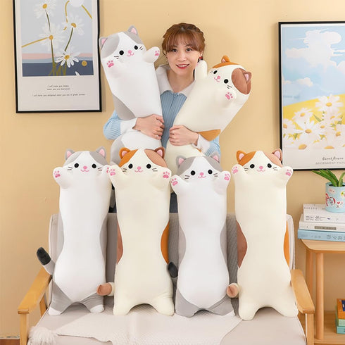 27inch) Cat Plush Stuffed Animals Cute Long Cat Body Pillow Plushies Soft Huggable Kitty Pillows for Girls Kids Adults