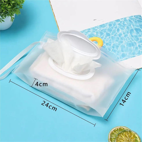 linenb 5pcs Travel Wipes Case Reusable Snap Strap Cleaning Wet Wipes Bag Mask Case Cosmetic Container Napkin Storage