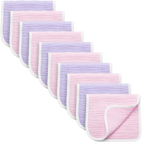 Synrroe Burp Cloths Large, Muslin Burp Cloths for Baby Girls, Pack of