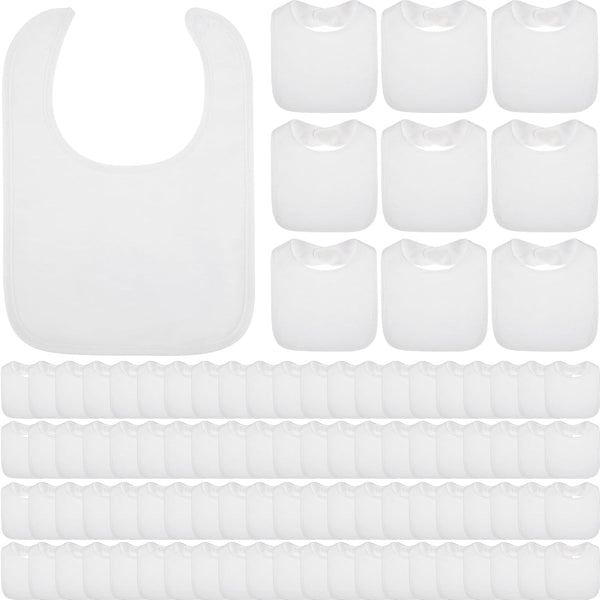Toulite 6 Pcs White Bibs for Baby Washable Reusable Waterproof Cotton Feeder