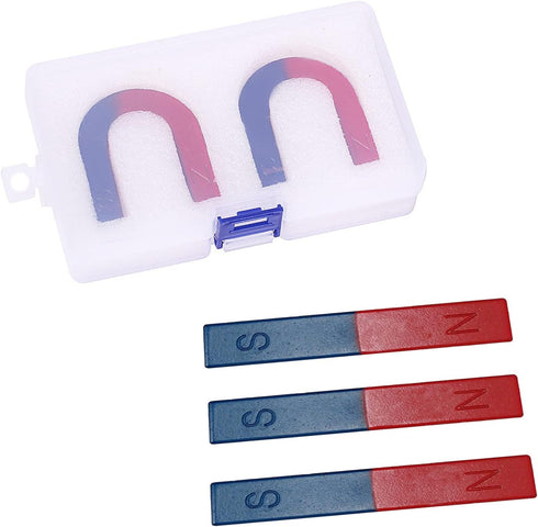 Physics Science Kids Magnet Kit - Educational Experiment Set with Horseshoe & Bar Magnets for Students