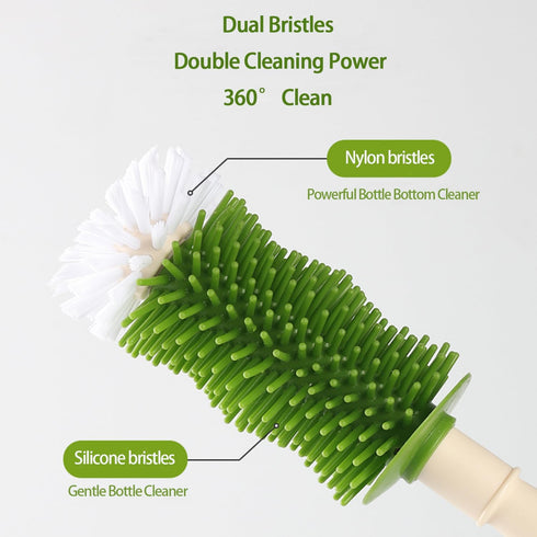 JSONO Baby Bottle Cleaning Kit - Liquid-Dispensing Brush System with Nipple & Straw Brushes - New Upgrade