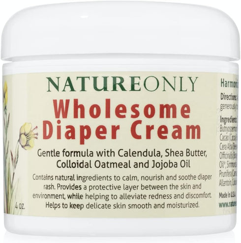 Nature Only Wholesome Diaper Cream, 4 oz - Natural & Organic for Diaper Rash Relief
