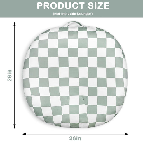 Nursing Pillow Cover and Newborn Lounger Cover, Soft Comfortable Slipcover for Baby Girl Boys, Green Checkerboard