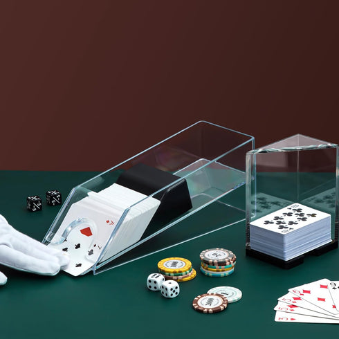 Honoson Accessories(6 Blackjack Shoe and Discard Tray Clear Acrylic Blackjack Dealing Shoe Card Dispenser for Playing