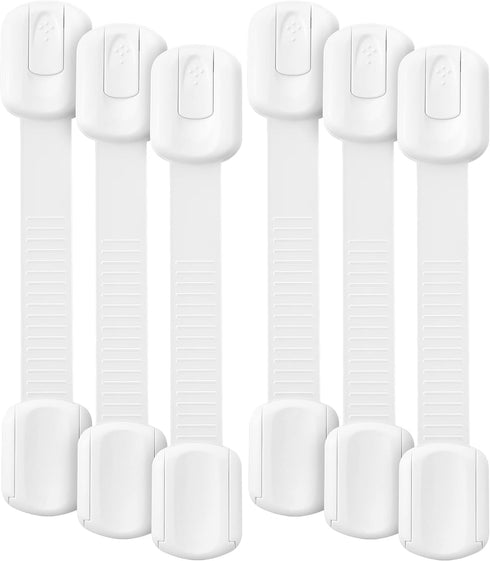 Bates Child Safety Strap Locks, 6 Pack, Child Proof Cabinet Latches for Baby Proofing