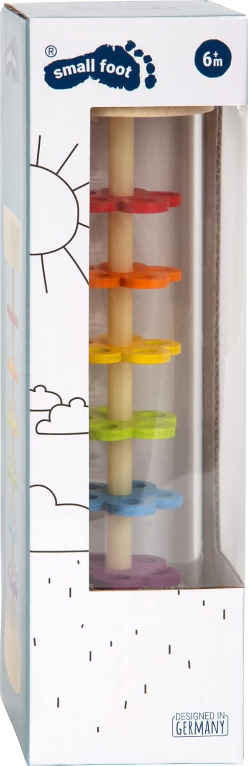 Wooden Rainbow Rainmaker Toy by Small Foot, Rhythm Instrument for Babies, Classic Educational Game