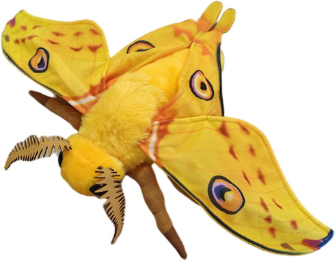 FRANKIEZHOU Realistic Luna Moth Plush Animal, Yellow 25 Inch Long-tailed Silk Moth Stuffed Toy for Kids